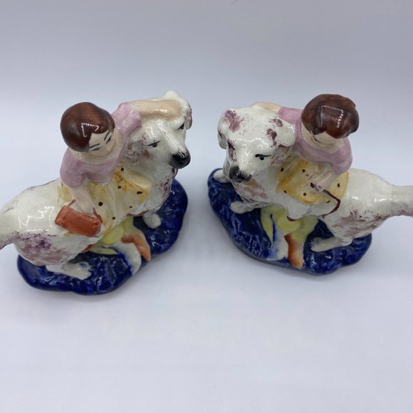 c1900 Antique Pair of Staffordshire Royal Children on Spaniels - Picture 5 of 15
